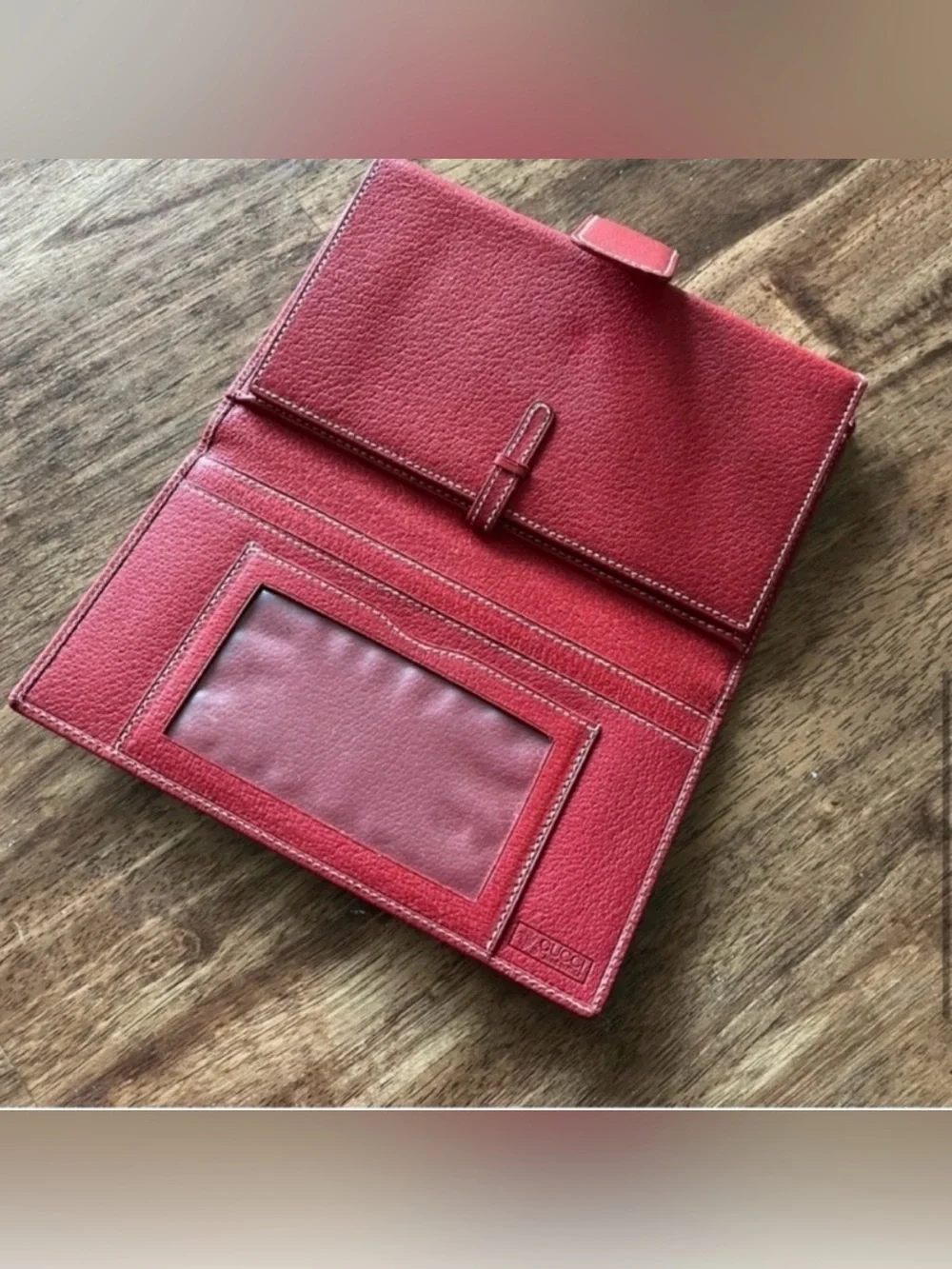 GUCCI Red Long Wallet Snap Closure and Kiss Lock Coin Pocket - Picture 6 of 11